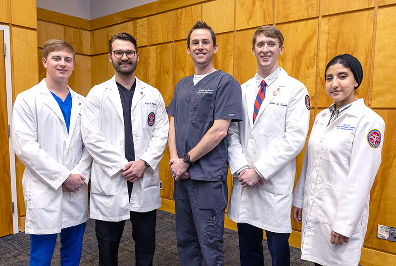 SOD Research Day winners include, from left, Paul Savage, Logan Pitfield, Michael Bierdeman, Colton Terrell and Aya Ali.